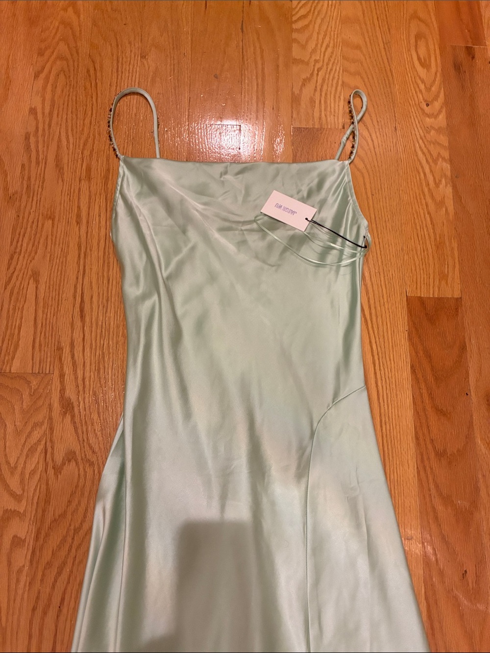 Jason Wu Pale Mint Satin Cowl Slip Midi Dress - Picture 2 of 4